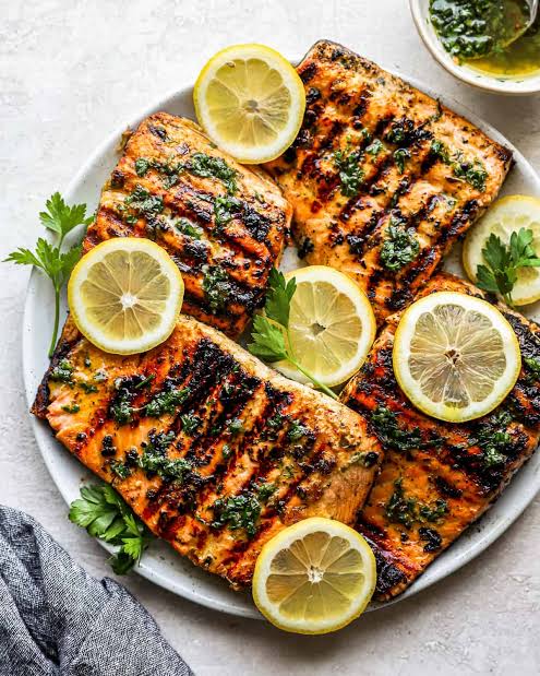 Gourmet lemon herb grilled salmon plate